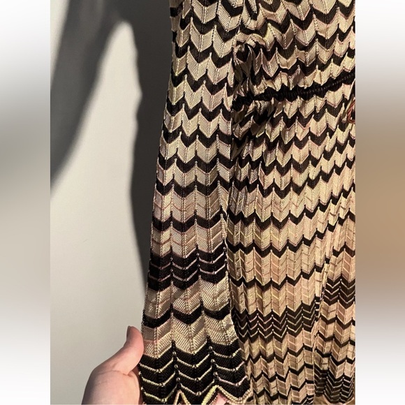 Vintage Missoni tan & black signature chevron knit dress - Picture 3 of 8
